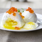 Salmon Roe Poached Eggs