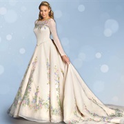 Mixed Pastel Flowers on Wedding Gown