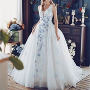 Floral Print Dress With White Overskirt