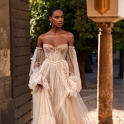 Sheer Detached Sleeves With Wedding Dress