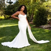 Long Side Drape off Wedding Dress