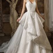 Asymmetrical Ruffles Overskirt on Ballgown