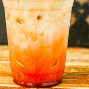 Tangerine Boba Tea With Cherry Boba