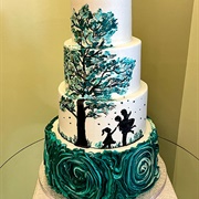 Wedding Cake With Tree Decoration