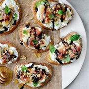 Honey Balsamic Fig and Burrata Crostini