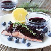 Grilled Salmon With Blueberry Sauce