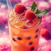 Raspberry Boba Tea With Kiwi Boba