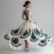 Skirt of Layered, Long Panels With Rounded Ends