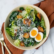 Crunchy Chicken Caesar Salad With Soft-Boiled Eggs