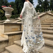 Sheer Cape With Flowers