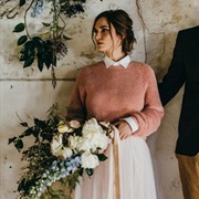 Sweater Worn Over Wedding Dress