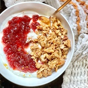 Glazed Cranberry Sauce and Cream Cheese Yogurt Bowl
