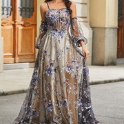 Decorated Tulle Overlay Dress