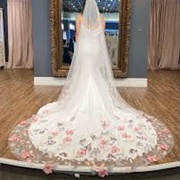 Colorful 3D Flowers on Veil