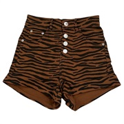 Tiger Jeans Shorts High Waisted Women Orange Black