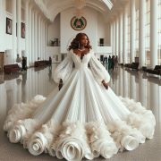 Swirl Ruffles and 3D Flowers, Bottom of Skirt