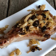 Pork Chops With Caramelized Fennel, and Apple Cubes