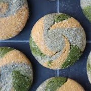 Matcha, Black Sesame, and Kinako Neapolitan Cookie
