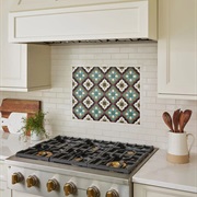 Patterned Tile Accent Area Above Stove
