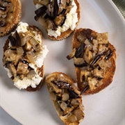 Multigrain Rye Bread With Eggplant, Onion, and Mint Dip