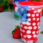 Red, White, and Blue Boba Tea With Lychee Boba