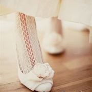 Cutout Lace Tights for Bride