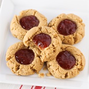 Gluten-Free Vegan Peanut Butter and Jelly Thumbprint Cookie