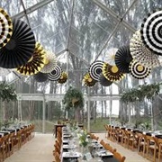 Paper Fans Decor at Wedding