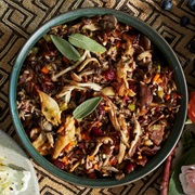 Wild Rice Pilaf With Mushrooms, Chestnuts, and Cranberries