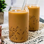 Almond Boba Tea With Lychee Boba