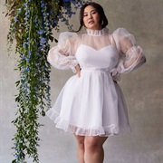 High Neck, Short Skirt Wedding Dress