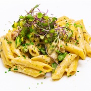 Penne Ziti Rigate With Goat Cheese and Peas