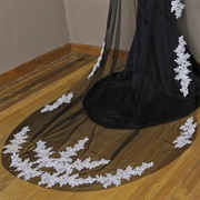 Colored Veil With White Appliques