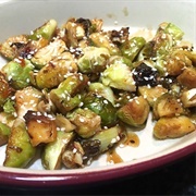 Sweet Chili Roasted Brussels Sprouts With Red Onions