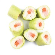 Green and White Striped Soy Paper Sushi