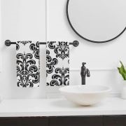Black and White Damask Decorative Bathroom Towels