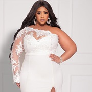 One-Sleeve, Lace (Wedding Gown)