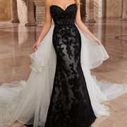 White Train on Colored Wedding Dress