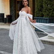 Off-Shoulder Straps With Draping Inside Arms