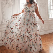 Floral Print on White Dress