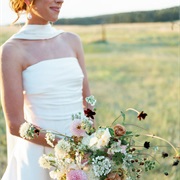 Scarf Draped on Front Neck, Flowing to Back