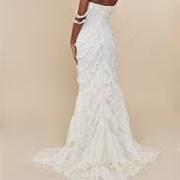V-Shaped Ruffles on Wedding Dress
