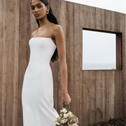 Straight, Strapless Neckline Angled Under Arms