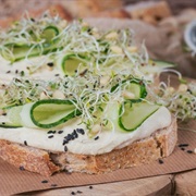 Multigrain Sourdough Bread With Tahini and Cucumbers