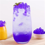 Blueberry Boba Tea With Pawpaw Boba