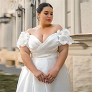 Off-Shoulder Short Sleeves of 3D Flowers