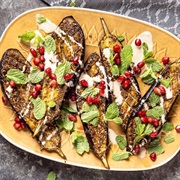 Za'atar Roasted Eggplant With Tahini and Pomegranate
