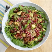 Spinach and Quinoa Salad With Rocket and Dried Fruit