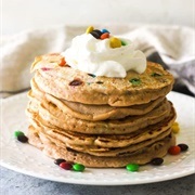 Pancakes With Holiday M&M's