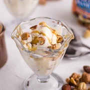 Caramel Nut Swirl Ice Cream Sundae
